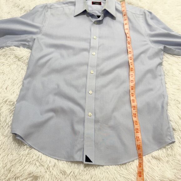 Men UNTUCKit Cotton Button Up Dress Shirt Long Sleeve in Blue Stripe Size Medium - Picture 4 of 7